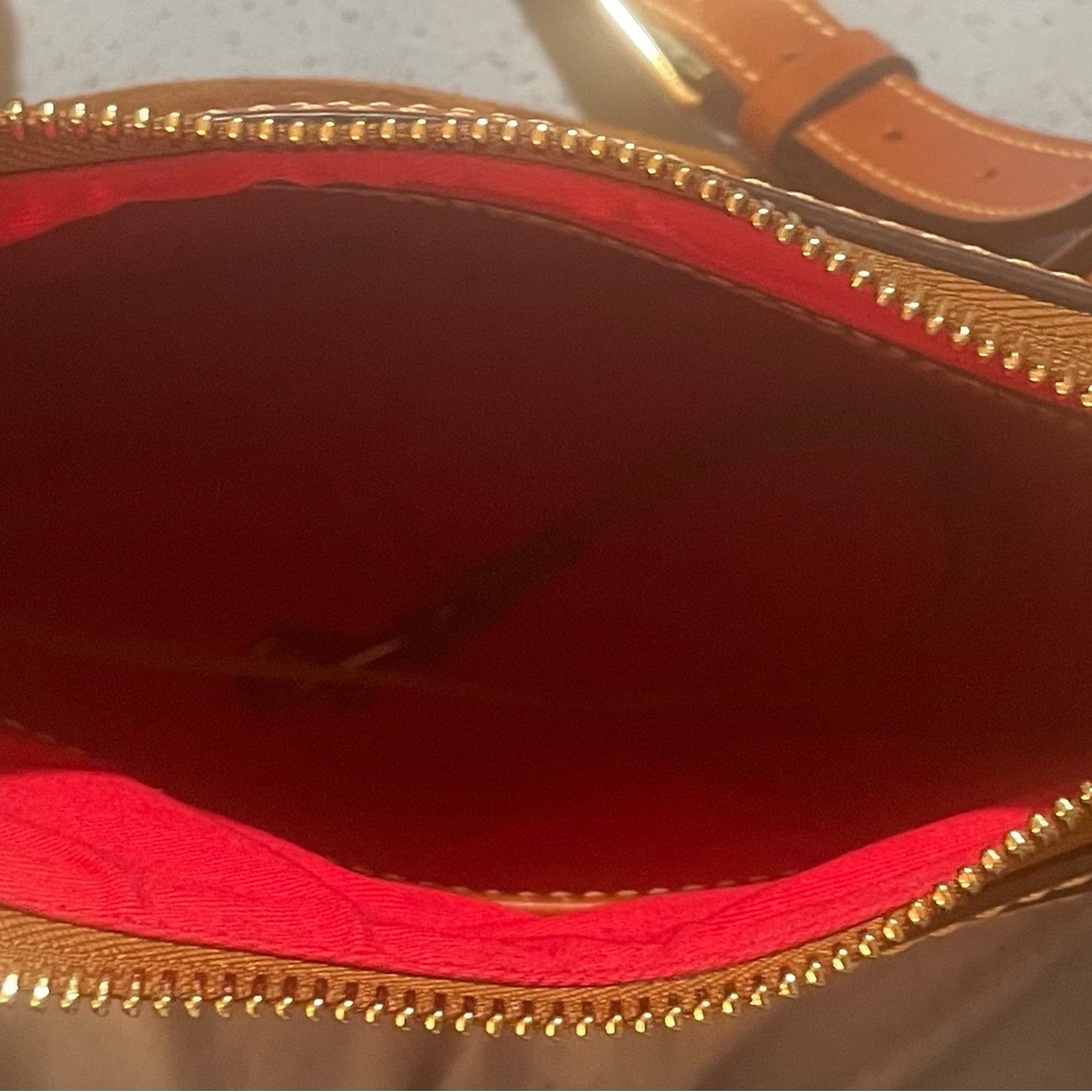 Dooney & Bourke Tan and Brown Suede Shoulder Bag - Picture 3 of 4